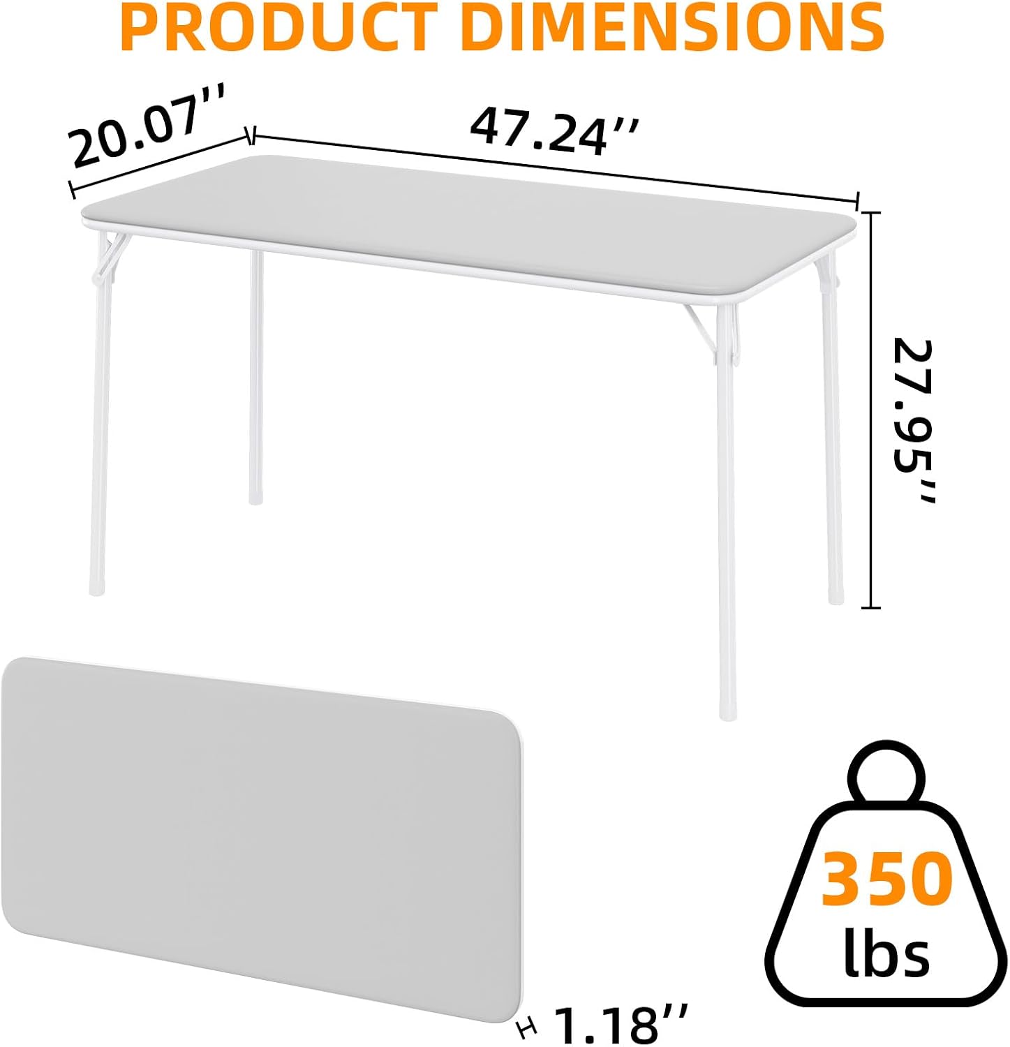 IDEALHOUSE 4 Feet Folding Table, Protable Foldable Card Table, Gray | Metal Legs Support, Upholstered PU Leather Tabletop, Heavy Duty, No Assembly Required, Perfet for Indoor and Outdoor