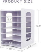 SONGWAY File Organizer for Desk - Desk Organizer for Document, Multifunctional 7 Tier Vertical File Holder, Paper Holder Organizer, Desktop File Organizer for Home Office School Decorations, White