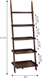 Convenience Concepts 5 shelves, American Heritage Bookshelf Ladder, Espresso, 72.75" x 25"