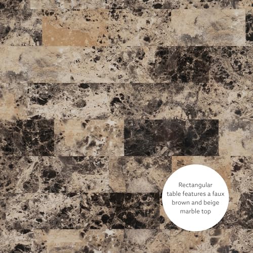 Linon Brown 3-Piece Table Faux Marble Tavern Set, 42" w x 22.25" d ...
