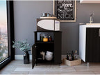23.6" D*15.7" W*28.9" H Freestanding Kitchen Pantry with Open Shelf, Lower Single Door, Rectangular Storage Cabinet, Traditional, for Living Room, Dining Room, Black