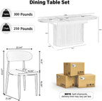 5-Piece Extendable Oval Dining Table Set for 4, 55"-71" Kitchen Table and 4 Beige Linen Chairs with Metal Legs, Wood Dining Room Table with MDF Tabletop&Base, Wulnat