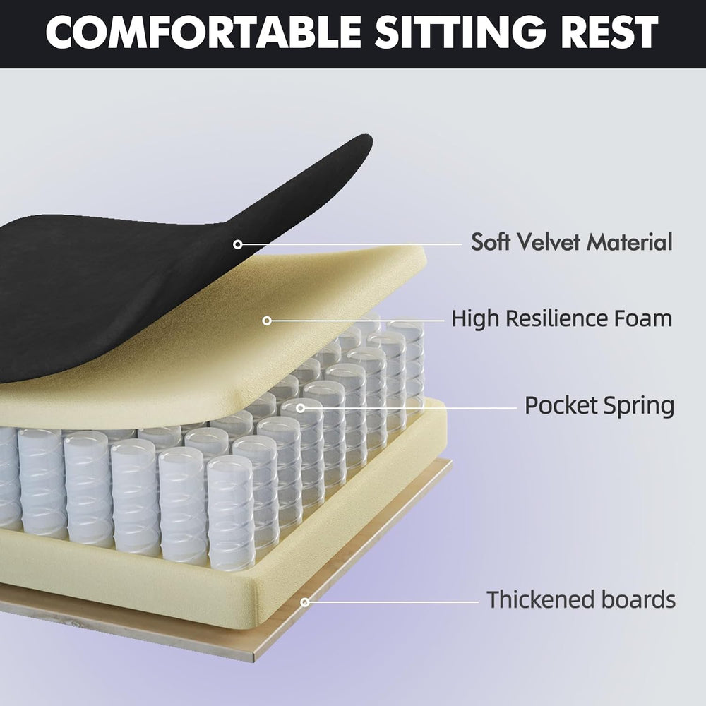 Soontrans Black Velvet Fabric Gaming Chairs with Footrest, Ergonomic Comforta...