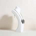 GemeShou White necklace storage organizer for sale, Velvet necklace holder stand, jewelry bust display stands, Jewelry Mannequin for Countertop, Showcase【White-Medium height 10.43 inch】