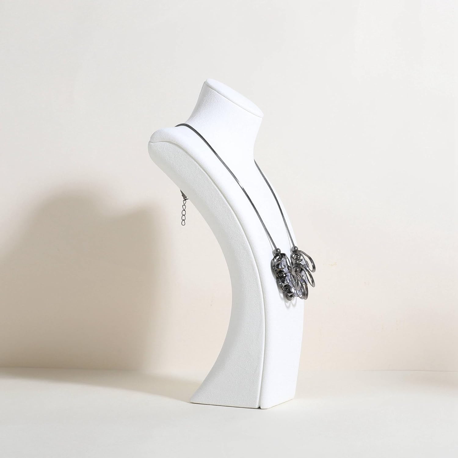 GemeShou White necklace storage organizer for sale, Velvet necklace holder stand, jewelry bust display stands, Jewelry Mannequin for Countertop, Showcase【White-Medium height 10.43 inch】