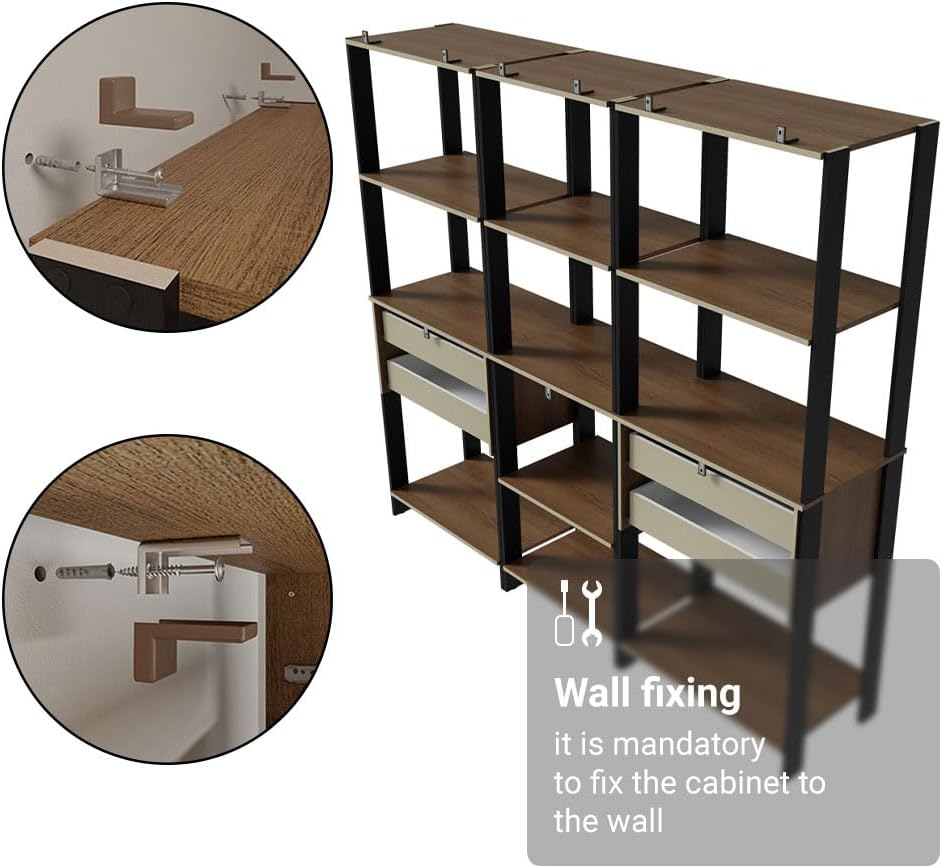 Madesa Kitchen Pantry Storage Rack with 4 Drawers and Open Shelves 78" L...