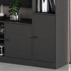 81.1" Large TV Stand with Bookshelves for TVs up to 60", Wall Unit Entertainment Center with Doors, 9 Open Shelves and Cable Holes, Media Console Cabinet for Living Room, Black