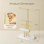 3 Tiers Jewelry Organizer, Earring Holder Organizer with 80 Holes, T-Bar Beige Velvet Bracelet Holder for HeadBands, Earrings, Bracelets, Rings Jewelry Holder Organizer- White Gold