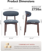 Dining Room Chairs Set of 6, Upholstered Farmhouse Dining Chairs, Modern Fabric Kitchen Chairs with Solid Wood Leg,Blue