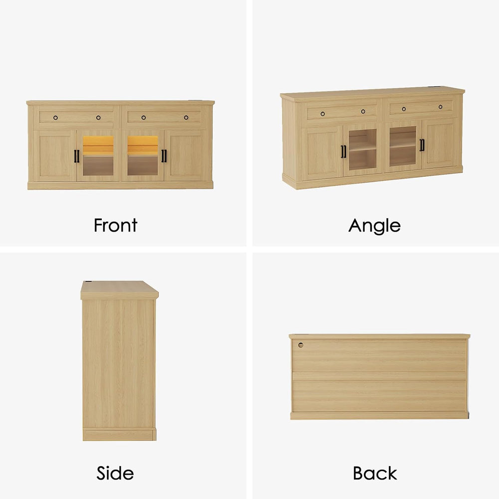63'' Sideboard Buffet Cabinet with Storage, Modern Storage Cabinet wi...