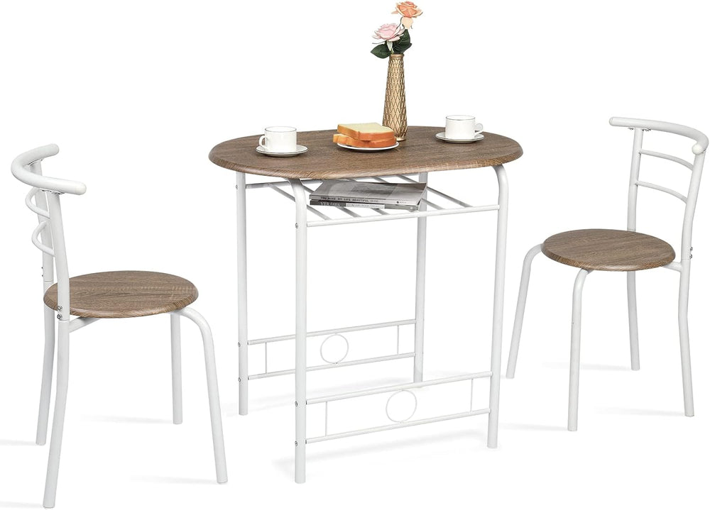 VINGLI 3 Piece Dining Set,Small Kitchen Table Set for 2,Breakfast Table Set,K...