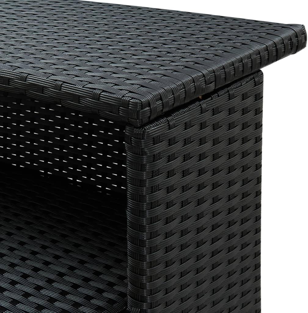 vidaXL Black Patio Bar Table | Modern Design | Weather- | Lightweight & Durable | Poly Rattan Powder-Coated Steel Frame | Dimensions: 47.2"x21.7"x43.3"