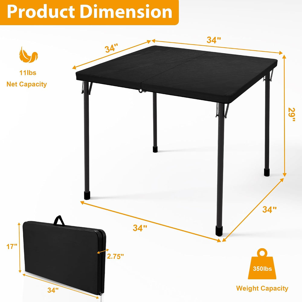 Kasunpul 34" Folding Table, Portable Square Folding Card Table with Coll...