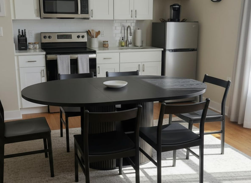 43.3''–59'' Extendable Round Dining Table for 4–8, Modern Woo...