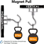 MIKEDE Magnetic Hooks Heavy Duty, 50 Lbs Magnet with Hooks for Cruise Cabins, Strong Magnets Neodymium for Hanging, Magnetic Wall Hooks for Refrigerator, Locker Decoration, Workplace -10Pack