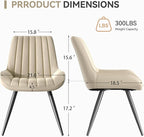 Modern Dining Chairs Set of 2,Upholstered Dining Room Chairs with Thick Cushions,Fabric Comfy Dining Chairs with Metal Legs for Dining Room Khaki