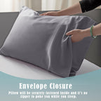 TELUS Pillow Cases Queen Size 2 Pack, Bamboo Rayon & Lyocell Pillowcase with Envelope Closure, Cooling Breathable Pillow Cover for Hot Sleeper & Night Sweats, 20x30 inch, Deep Grey