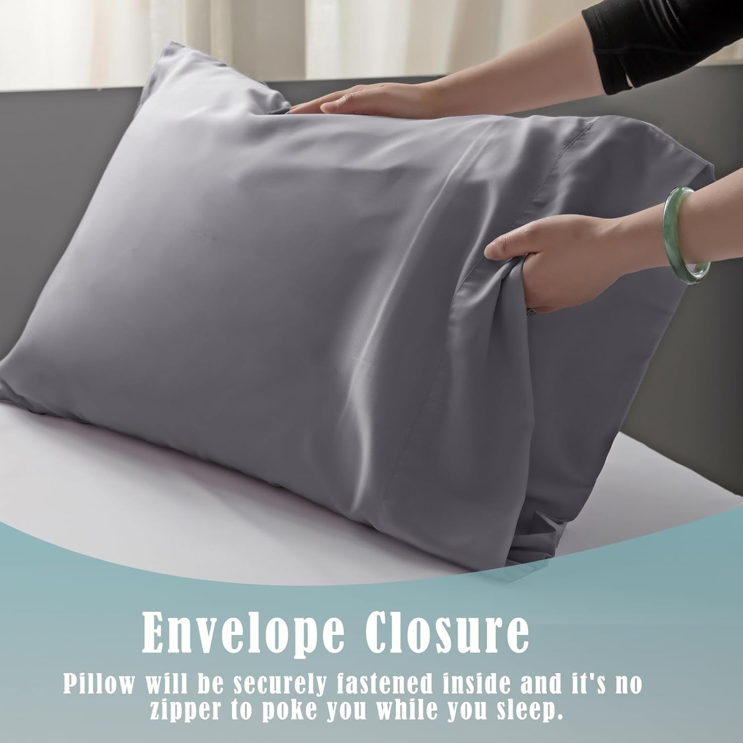 TELUS Pillow Cases King Size 2 Pack, Bamboo Rayon & Lyocell Pillowcase with Envelope Closure, Cooling Breathable Pillow Cover for Hot Sleeper & Night Sweats, 20x40 inch, Deep Grey