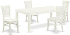 East West Furniture LGVA5-LWH-W 5 Piece Dining Set Includes a Rectangle Dining Room Table with Butterfly Leaf and 4 Kitchen Chairs, 42x84 Inch, Linen White
