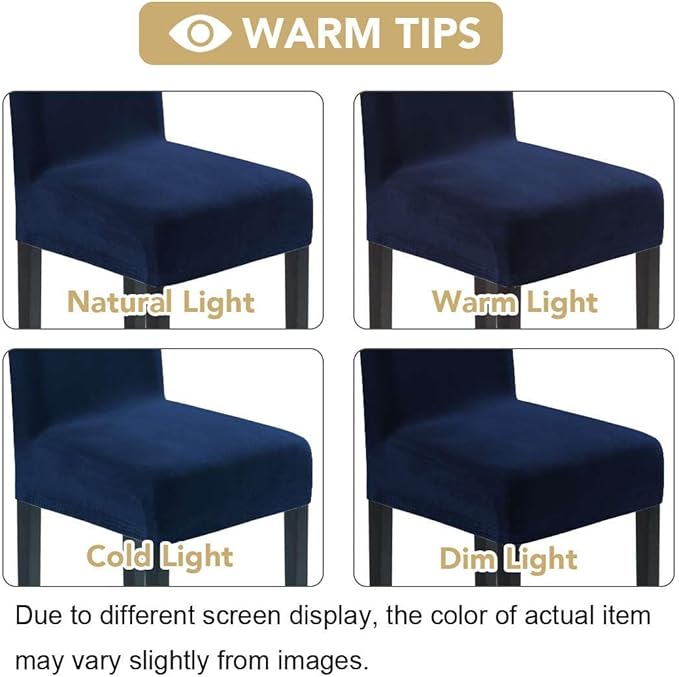 H.VERSAILTEX Velvet Dining Chair Covers Stretch Chair Covers for Dining Room Set of 4 Parson Chair Slipcovers Chair Protectors Covers Dining, Soft Thick Solid Velvet Fabric Washable, Navy