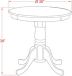 East West Furniture ESLA3-MAH-04 3 Piece Kitchen Table & Chairs Set Contains a Round Dining Room Table with Pedestal and 2 Light Tan Linen Fabric Parsons Chairs, 30x30 Inch, Mahogany