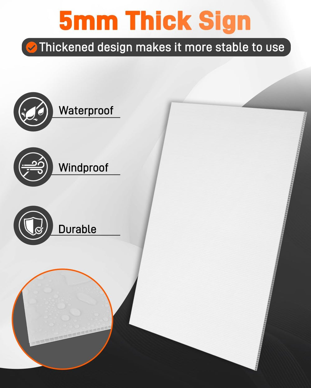 20 Pack Blank Yard Signs with Stakes, 18x12" 5mm Corrugated Plastic Board