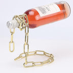 Magic Rope Wine Rack,Creative Metal Chain Suspension Floating Illusion Wine Rack Bottle,Magic Novelty Single Red Wine Bottle Stand for Bar&Home Decoration(Gold)