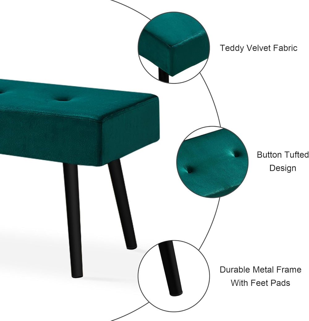 Entryway Bench - 40" Bench for Bedroom, Modern Ottoman End of Bed, Uphol...