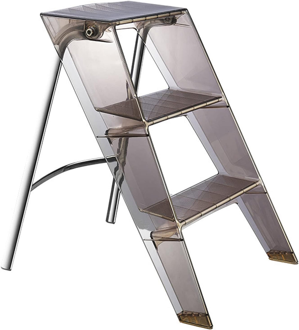 3 Step Ladder Step Stool Transparent Staircase Multi-Functional Folding Acryl...