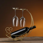 Metal Wine Rack, Tabletop Wine Glass Holder, 1 Bottle+2 Cups Glod | Wine holder countertop，wine bottle decorative,wine bottle and glass holder，wine bottle holder counter，wine drying racktop