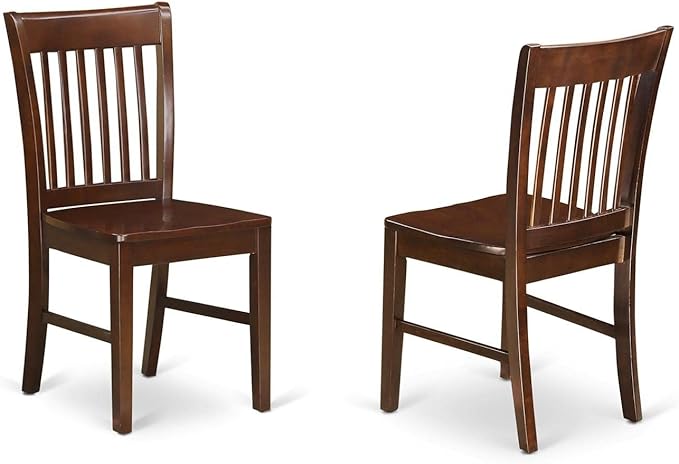 East West Furniture PSNO5-MAH-W 5 Piece Dining Table Set for 4 Includes a Rectangle Kitchen Table with Butterfly Leaf and 4 Dining Room Chairs, 32x60 Inch, Mahogany