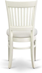 East West Furniture BOVA3-LWH-C 3 Piece Dining Room Furniture Set Contains a Round Dining Table and 2 Linen Fabric Upholstered Chairs, 42x42 Inch, Linen White