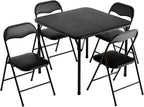 VINGLI 5-Piece Padded Folding Card Table and Chairs Set, Black