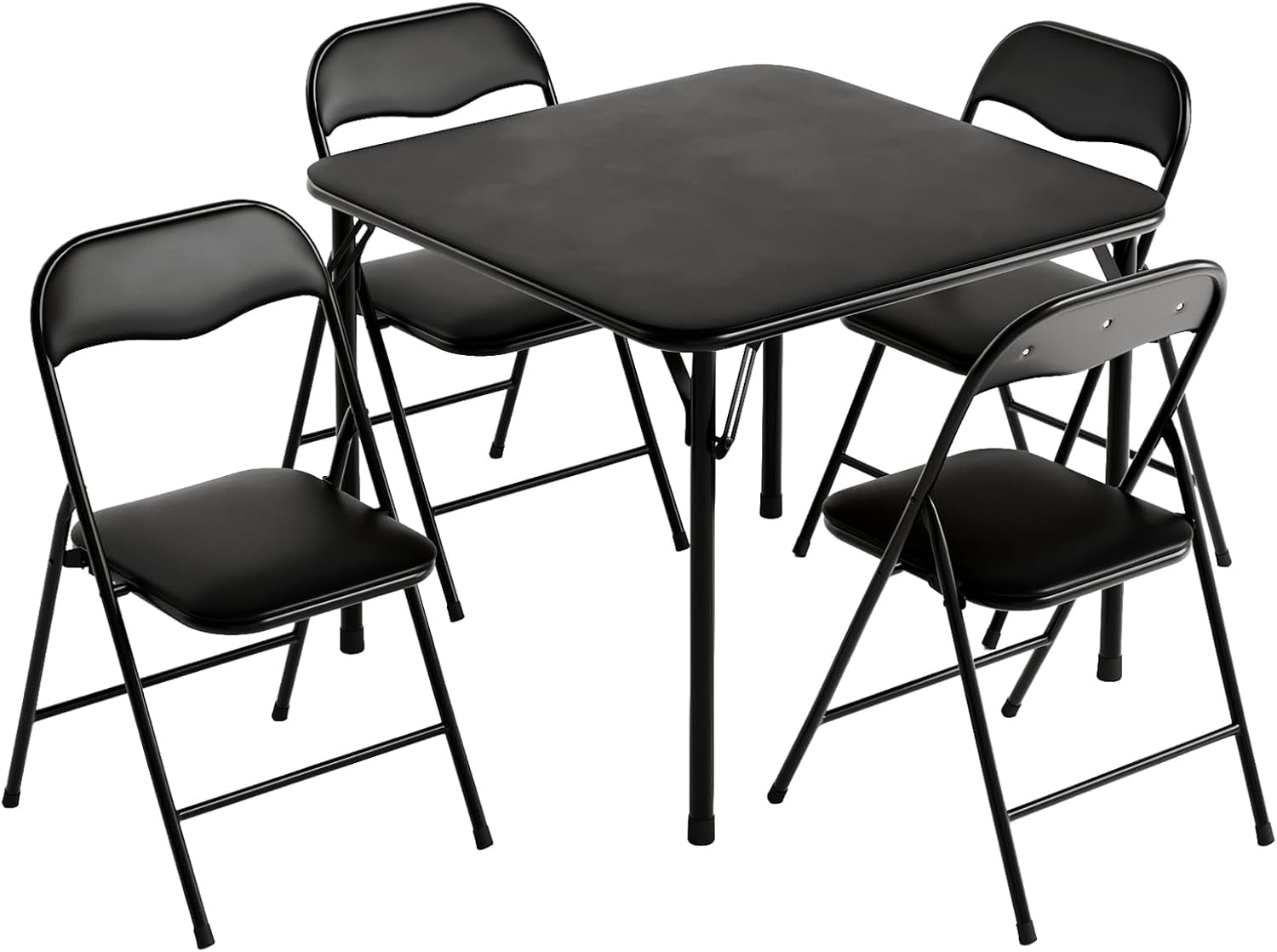VINGLI 5-Piece Padded Folding Card Table and Chairs Set, Black