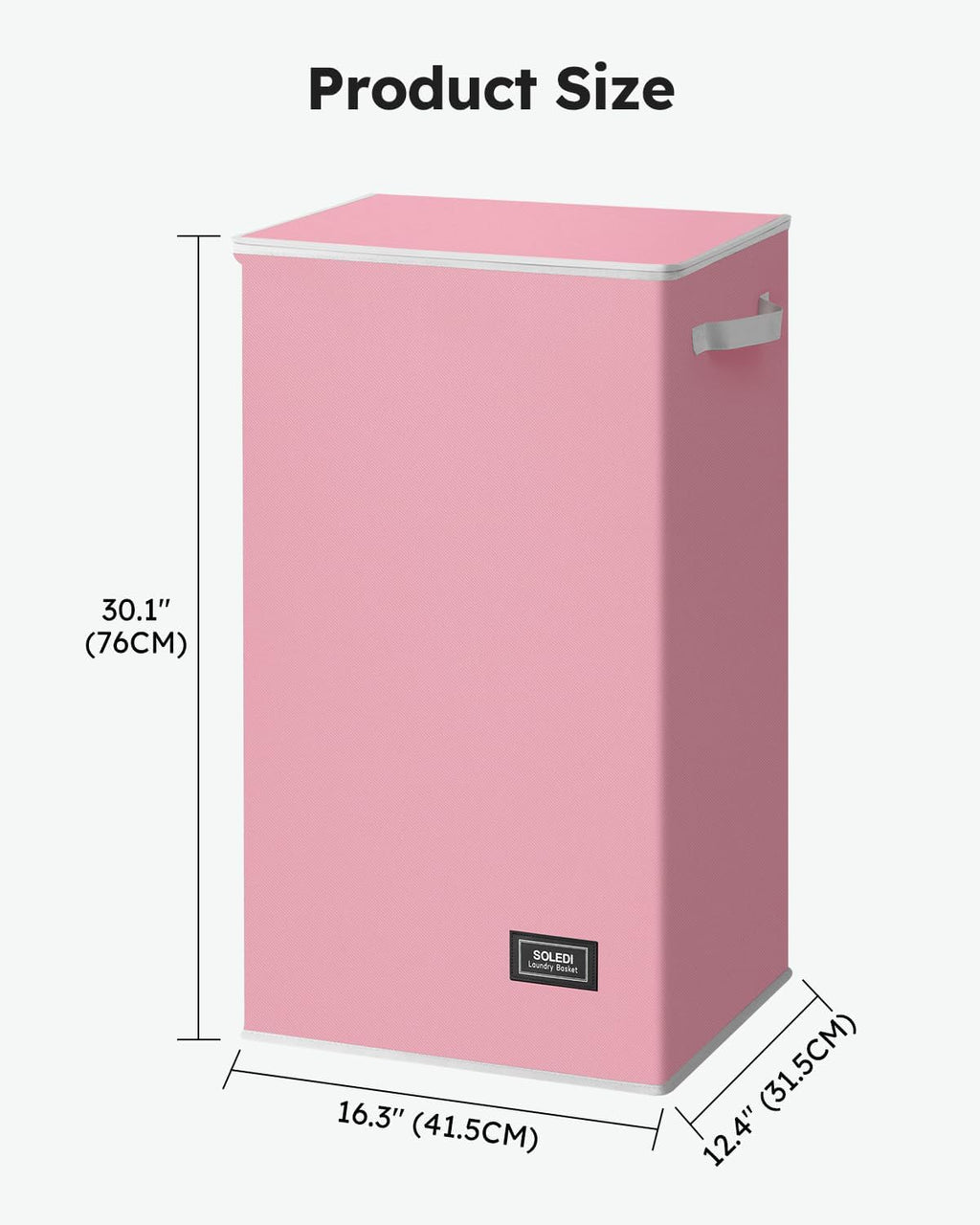 SOLEDI Laundry Hamper with Lid 100L Large & Tall Collapsible Laundry Basket, Clothes Hamper with Bag Removable Easy to Carry, Dirty Hampers for Bedroom, Bathroom, Dorm, College, Pink
