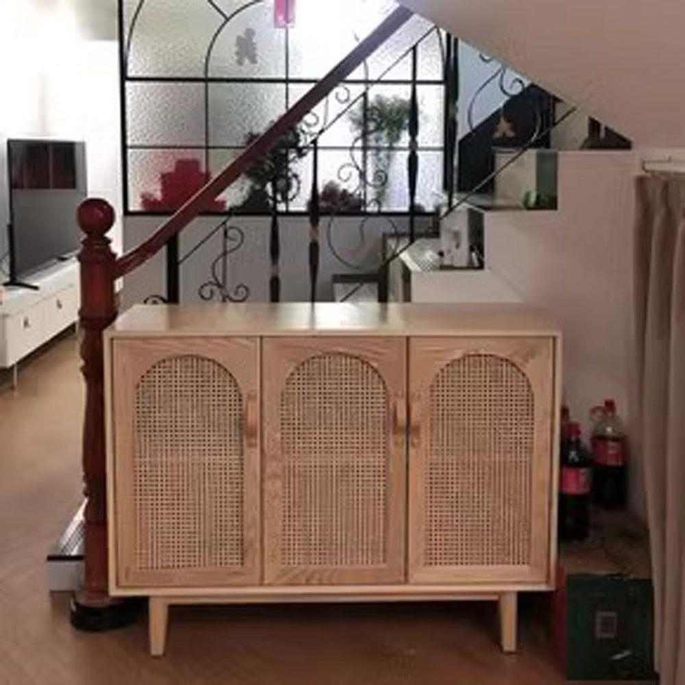 Entryway Cabinet Simple Solid Wood Rattan Dining Sideboard Nordic Home Living...