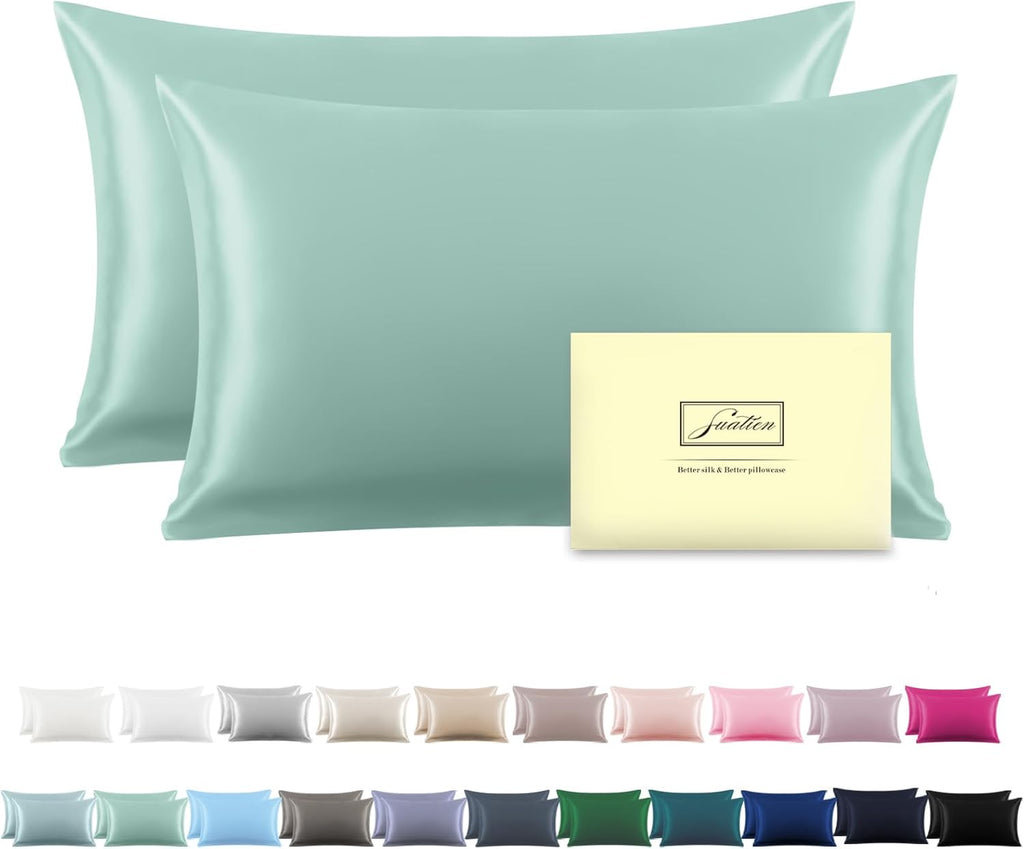 Silk Pillowcase for Hair and Skin,Soft,Breathable and Sliky Queen Silk Pillow Case Set of 2,Both Sides Natural Mulberry Silk Pillowcases with Hidden Zipper(Queen Size 20"X 30",2pcs)