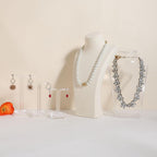 GemeShou Beige necklace storage organizer for sale, Velvet necklace holder stand, jewelry bust display stands, Jewelry Mannequin for Countertop, Showcase【Beige-Medium height 10.43 inch】