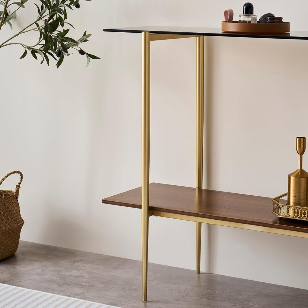 LumFurn Glass Console Table for Living Room, Foyer & Entrance, 2-Tiers Mi...