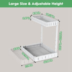 REALINN Under Sink Organizer, 2 Tier Expandable Under Cabinet Organizer, Heights Adjustable Pull Out Storage for Kitchen Bathroom Laundry, White, 2 Pack