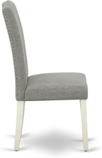 East West Furniture V077EN206-5 5 Piece Modern Dining Table Set Includes a Rectangle Wooden Table with V-Legs and 4 Dark Shitake Linen Fabric Parsons Dining Chairs, 40x72 Inch, Multi-Color