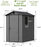 Patiowell 4 x 6 Resin Storage Shed with Floor, Outdoor Plastic Garden Shed with Lockable Door & Window, Easy Assembly Tool Shed for Backyard, Dark Gray