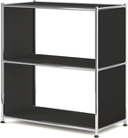 32-Inch 2-Tier Metal Bookcase, Open Shelf Storage Organizer for Living Room, Bedroom, Side Table or Nightstand Use, Modern DIY Assembly, Black
