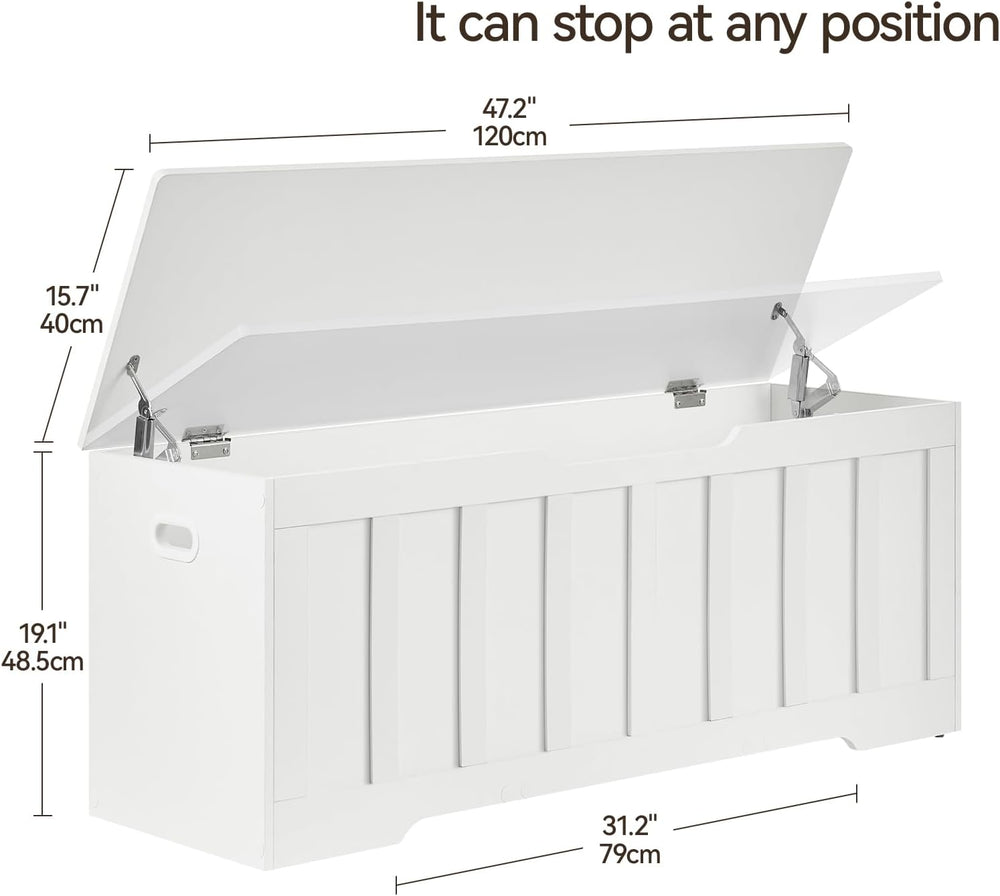 VANKILEY 47.2" Storage Chest Extra Large, Storage Bench.(White) | Wooden...