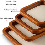 Wooden Jewelry Display Tray Rounded Rectangle Ring Showcase Stackable Elegant Bracelet Watch Jewelry Organizer for Personal Use and Commerce (Old Lace, Medium-W 3.9'' x H 0.6'' x L 7'')