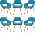 Mid Century Modern Dining Chairs Set of 6 & 4 & 2 Comfy Accent Chair Upholstered Kitchen Dining Living Room Chairs for Bedrooms Waiting Room Home Arm Desk Chair No Wheels (Teal, 6)