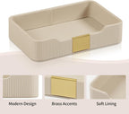Valet Tray Organizer Keay Bowl Catchall Tray Nightstand Organizer | PU Leather, Brass Accents Block, Soft Lining, Larger Size, Waterproof And Stain-Resistant