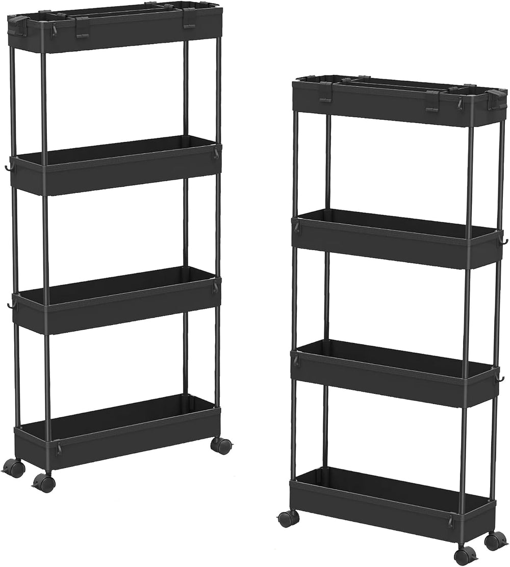 SPACELEAD 2-piece Set Slim Storage Cart 3 Tier,Bathroom Organizer Rolling Uti...