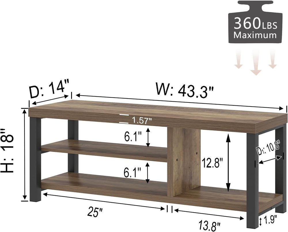 FOLUBAN Shoe Bench for Entryway, Wood and Metal Indoor Bench with Shoe Storag...
