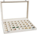 Wudygirl Large Jewelry Organizer Box with 40 Compartments Earring Holder Organizer Velvet Ring Display and Necklace Storage Tray Jewelry Box for Women (Beige Velvet)